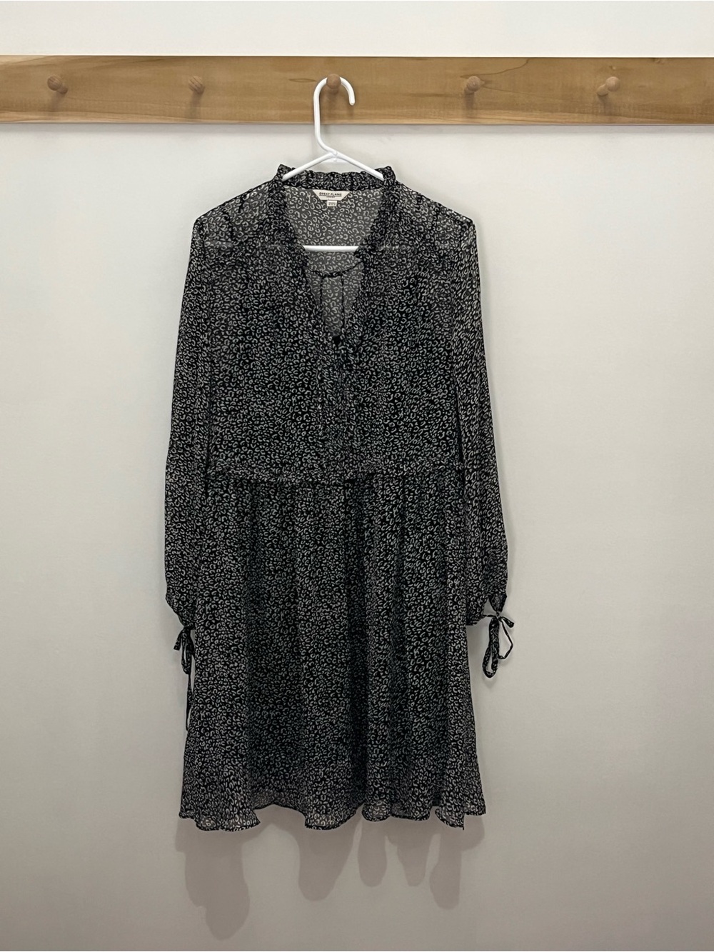 French Connection Black and White Floral Long-Sleeve Dress